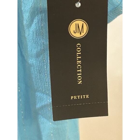 NWT JM Collections Seafoam Blue Woven Cold Shoulder Dress size Petite S - Picture 3 of 5